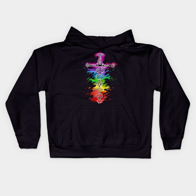 dice sword Kids Hoodie by Wayward Prints